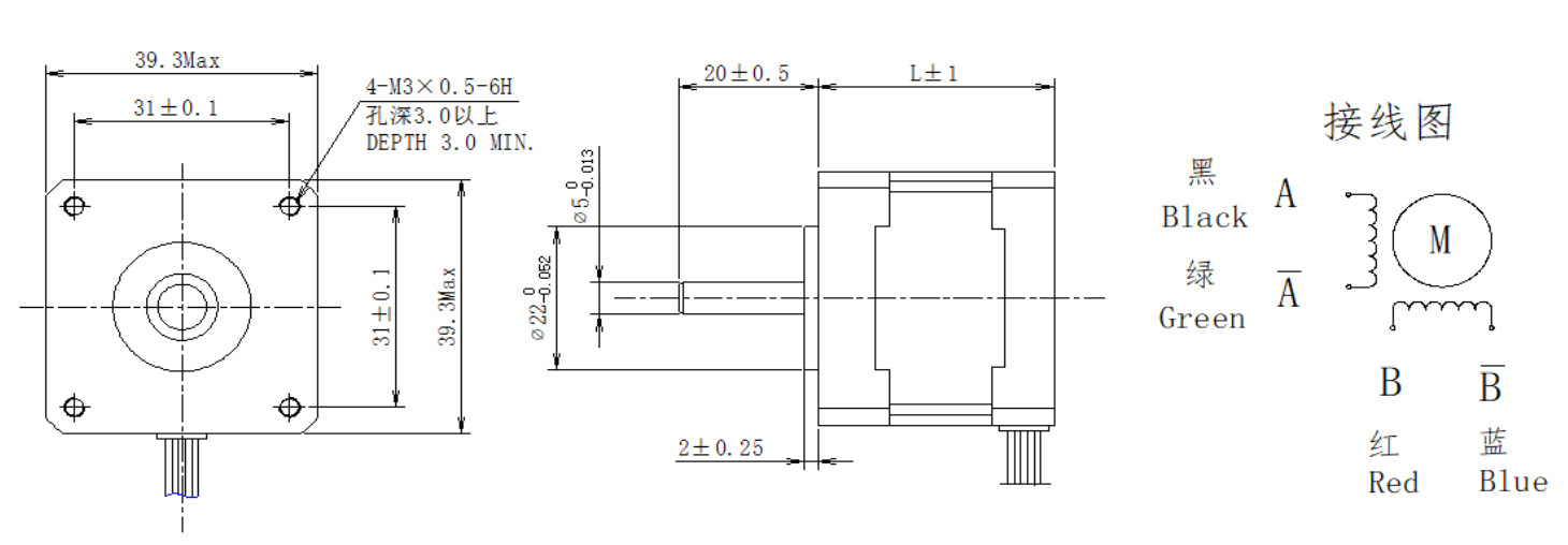 39系列1.8°兩相開(kāi)環(huán)步進(jìn)電機(jī)結(jié)構(gòu)